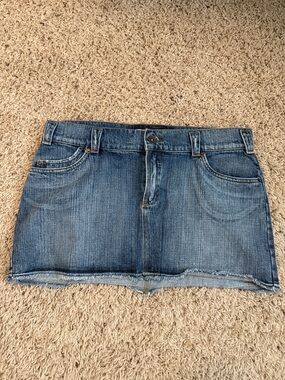 Mossimo Supply Co. Distressed Blue Denim Mini Skirt